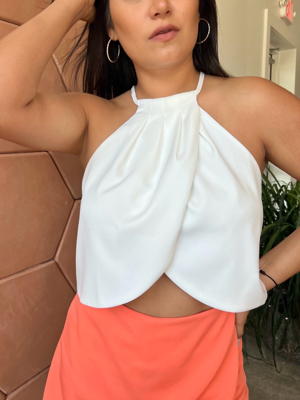 DO+BE White Pleated Halter Camisole